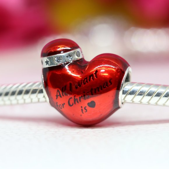 Pandora Metallic Red Christmas Heart Charm 792336C01 - Picture 3 of 3